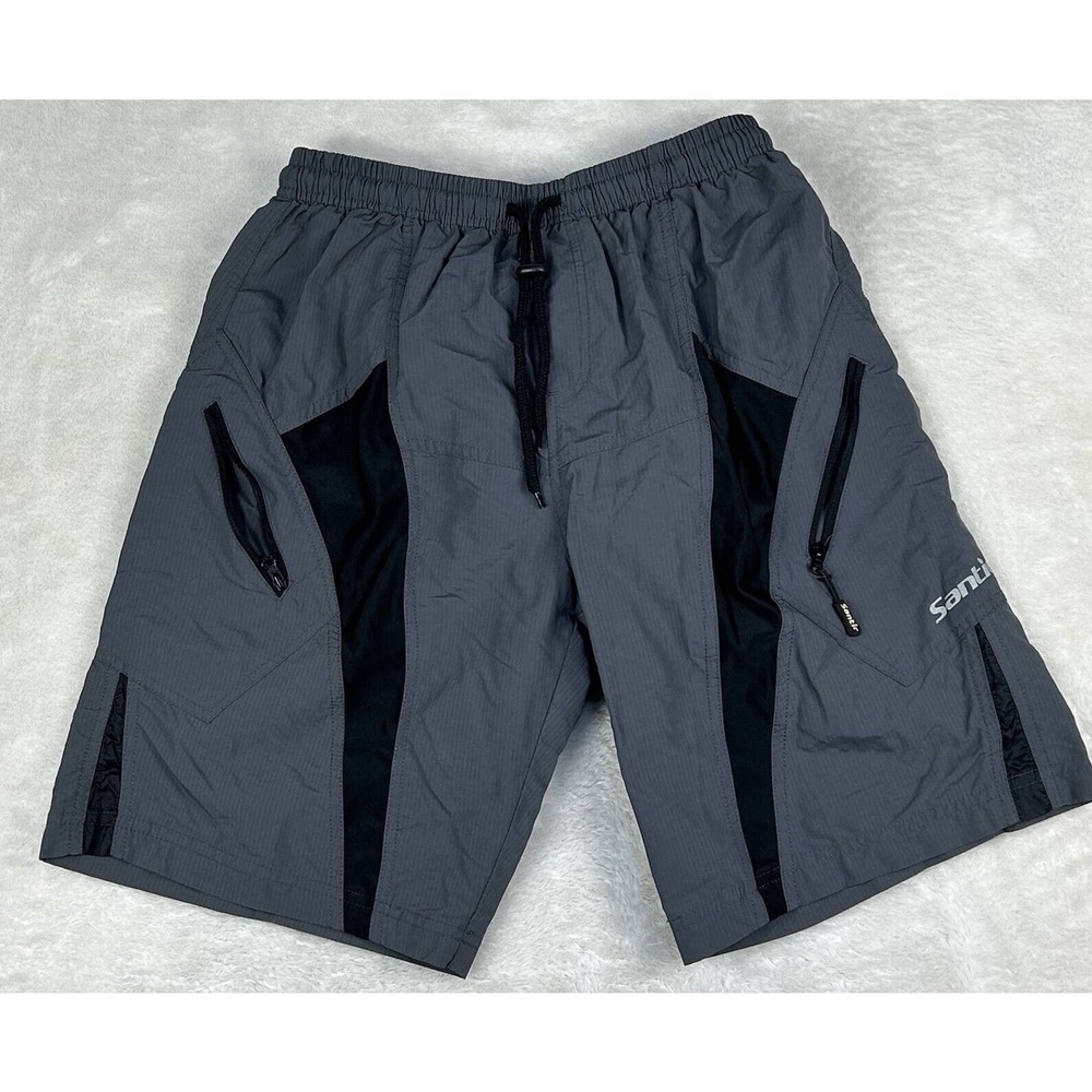 Santic Cycling padded Shorts Mens size 24 gray small adjustable waist Training